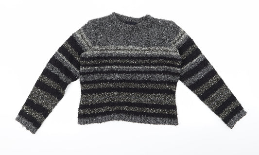 mixin Womens Grey Striped  Pullover Jumper Size M