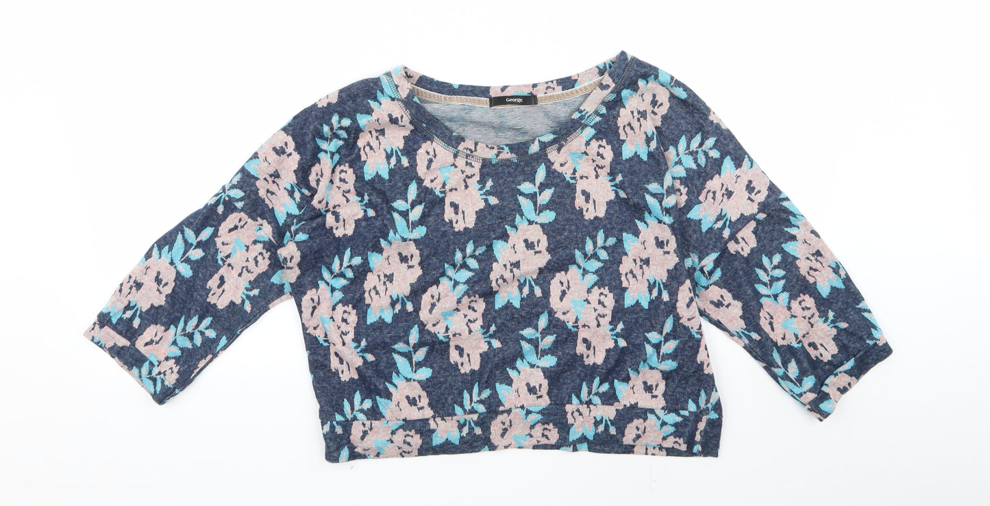 George Womens Blue Floral  Pullover Jumper Size 14