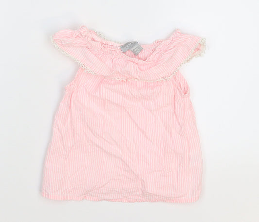 Primark Girls Pink Striped  Basic T-Shirt Size 9-12 Months