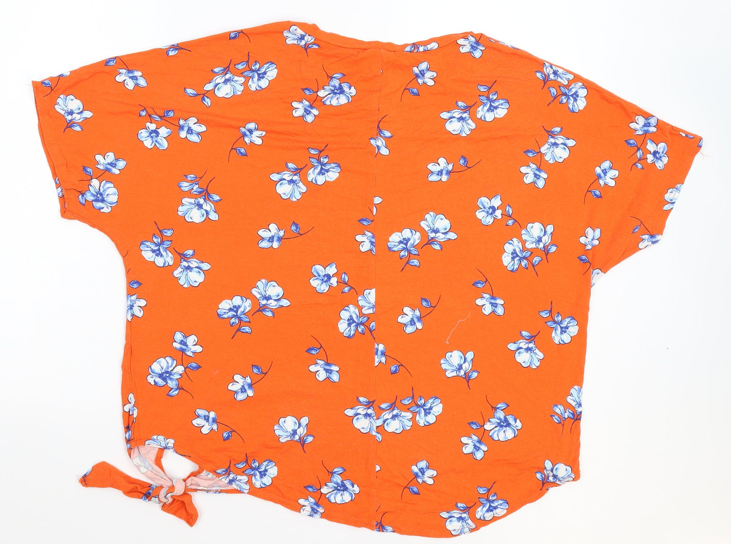 New Look Womens Orange Floral  Basic T-Shirt Size 16
