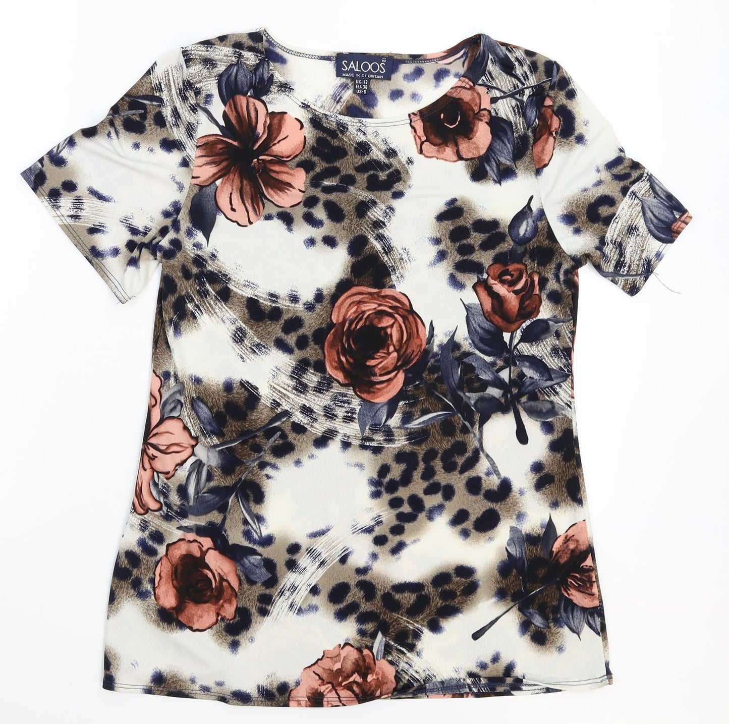 Saloos Womens Multicoloured Floral  Basic T-Shirt Size 12
