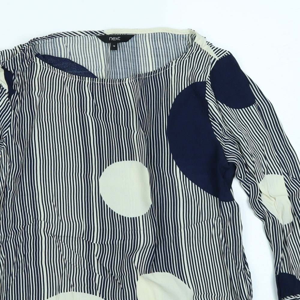 NEXT Womens Blue Striped  Basic Blouse Size 10