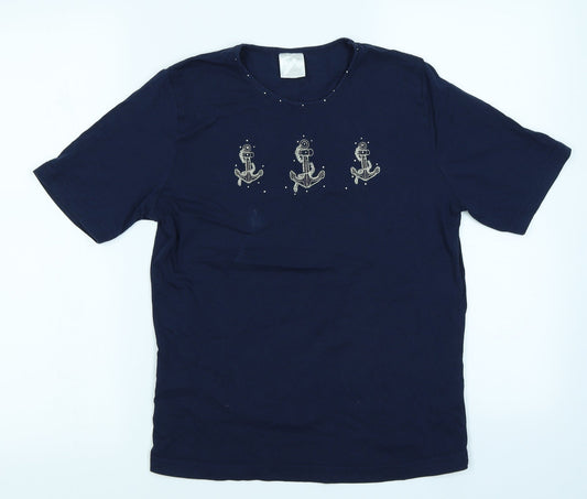 Anne De Lancay Womens Blue   Basic T-Shirt Size 10
