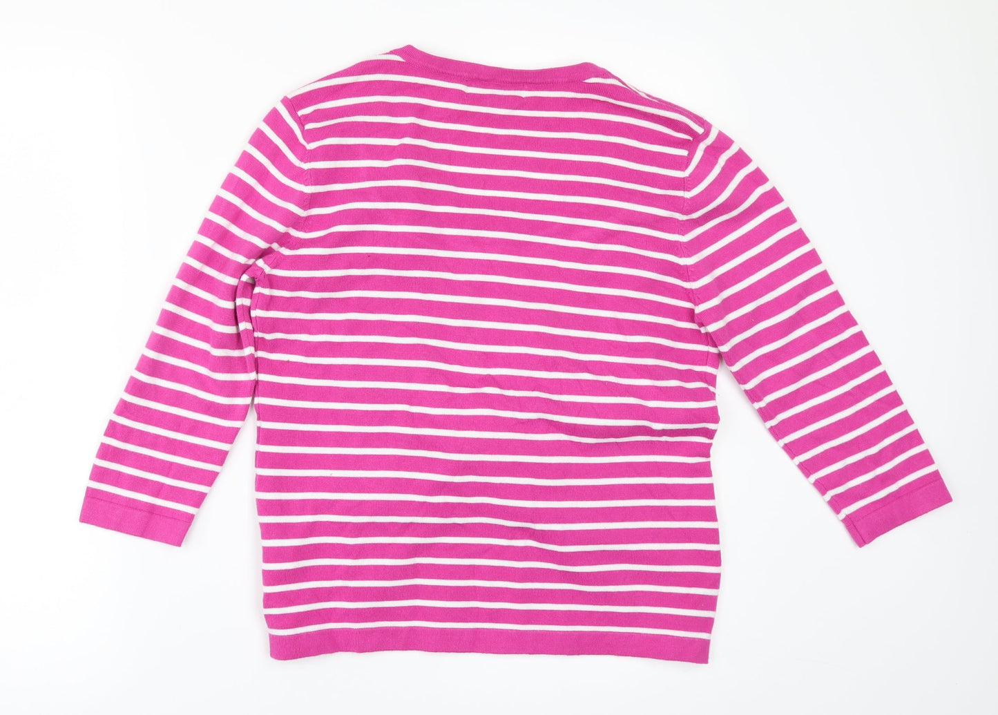 First Avenue Womens Pink Striped  Pullover Jumper Size M