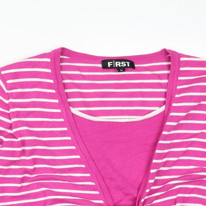 Preloved First Avenue Womens Pink Striped  Pullover Jumper Size M - Detail