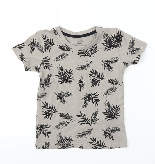 Primark Boys Grey Floral  Basic T-Shirt Size 2 Years