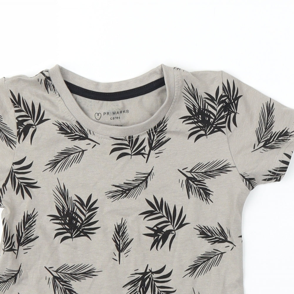 Primark Boys Grey Floral  Basic T-Shirt Size 2 Years