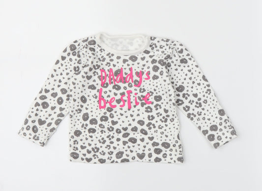 George Girls White Animal Print  Basic T-Shirt Size 3-6 Months