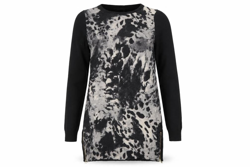 Marks & Spencer Womens Black Geometric Knit Pullover Jumper Size 12