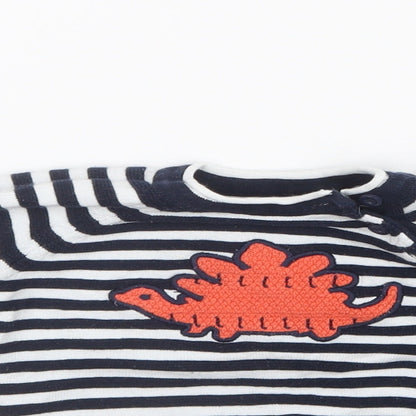 Preloved F&F Boys Blue Striped Knit Pullover Jumper Size 3-6 Months - Detail