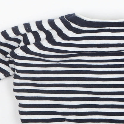 Preloved F&F Boys Blue Striped Knit Pullover Jumper Size 3-6 Months - Label