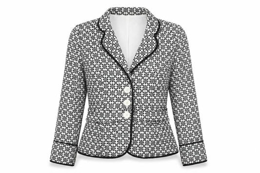 Edward Womens White Floral  Jacket Blazer Size 8