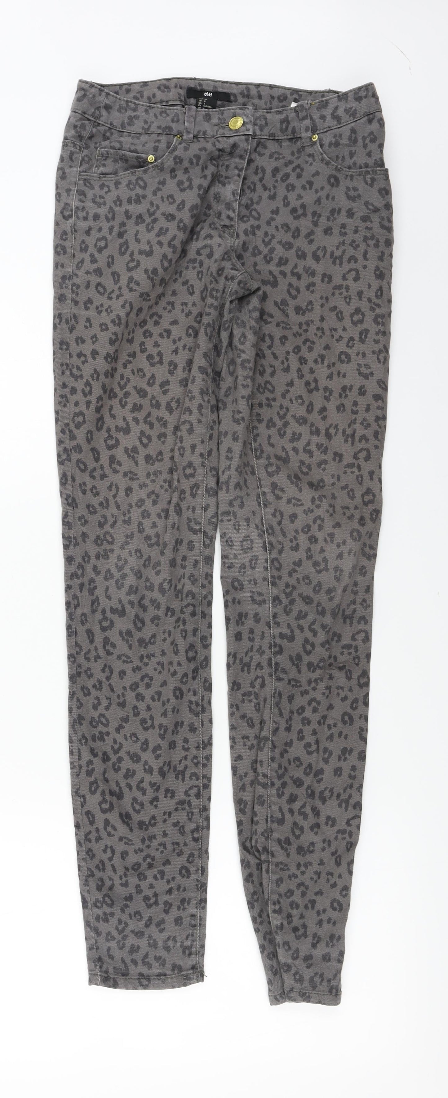 H&M  Womens Grey Animal Print  Skinny Jeans Size 6 L28 in