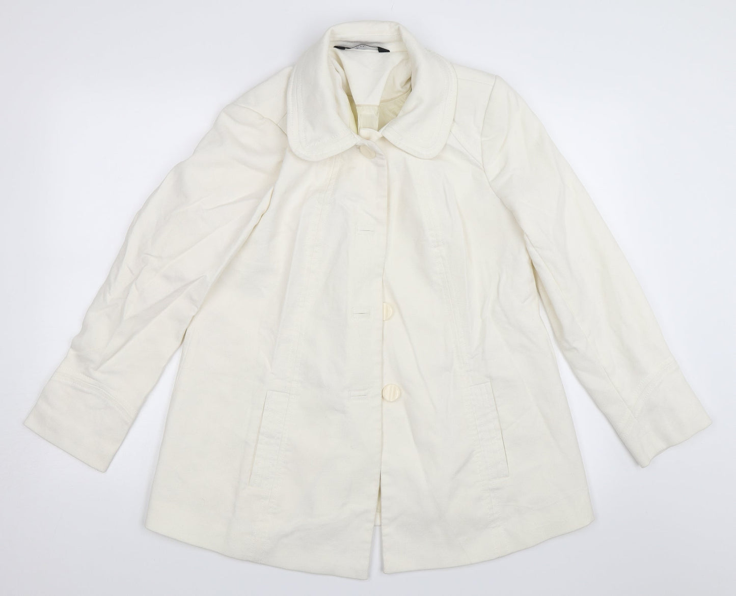 BM Collection Womens Ivory   Overcoat Coat Size 12