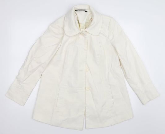 BM Collection Womens Ivory   Overcoat Coat Size 12