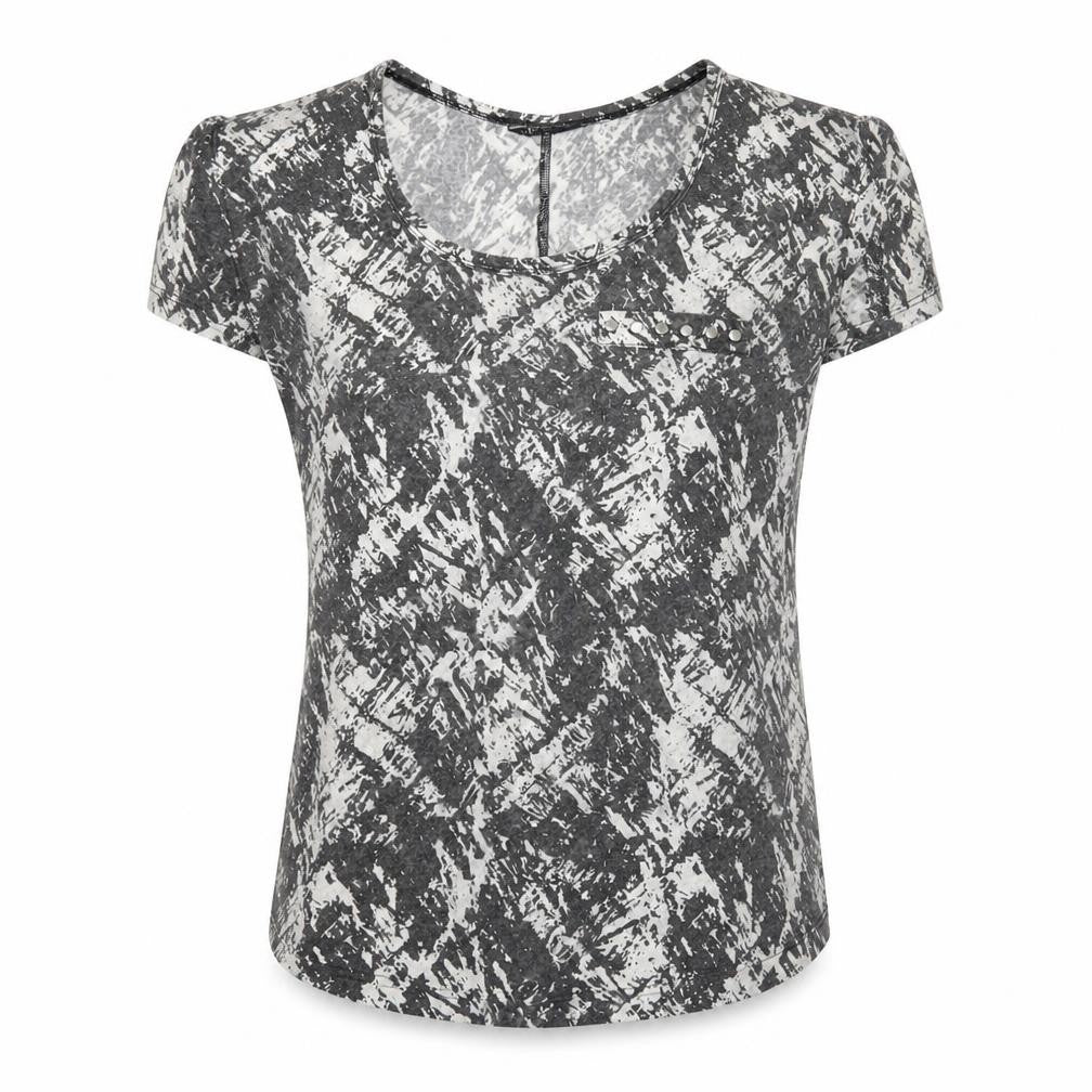 Internacionale Womens Grey Geometric Jersey Basic T-Shirt Size 8