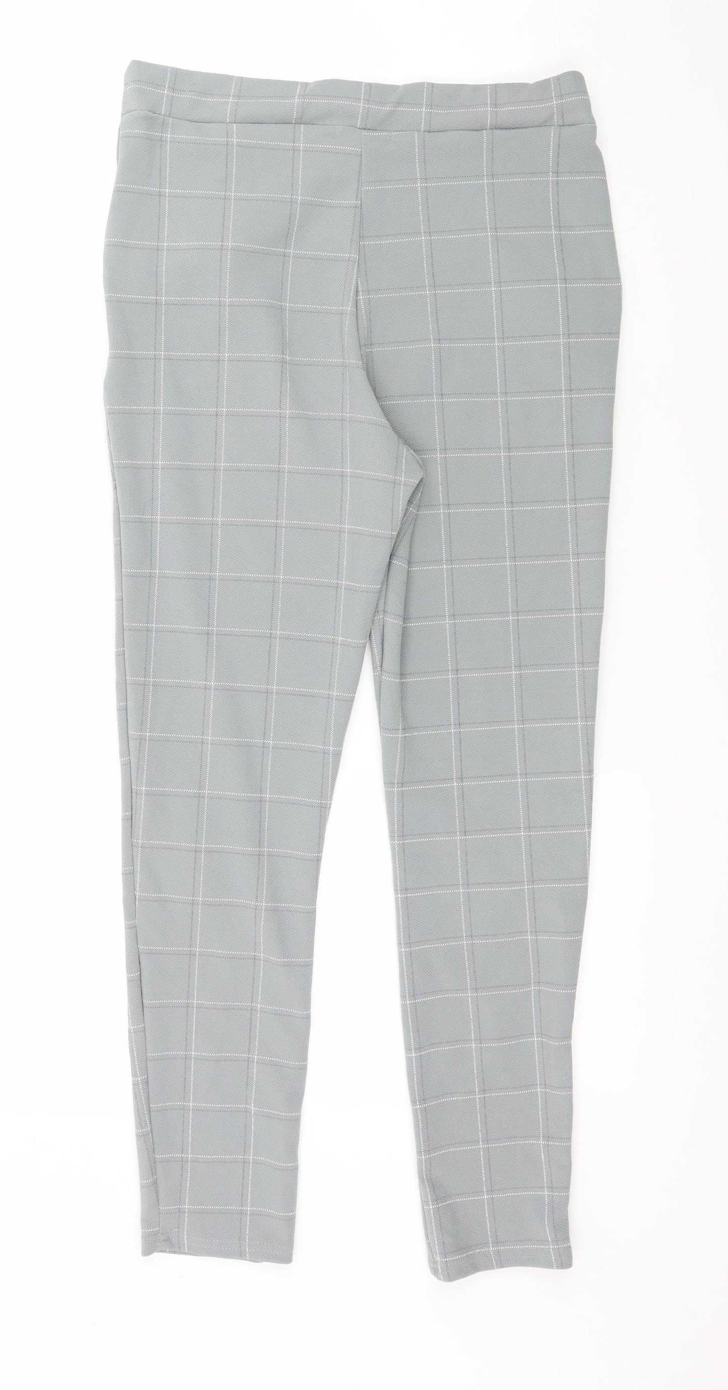 PRETTYLITTLETHING Womens Grey Check  Trousers  Size 10 L26 in