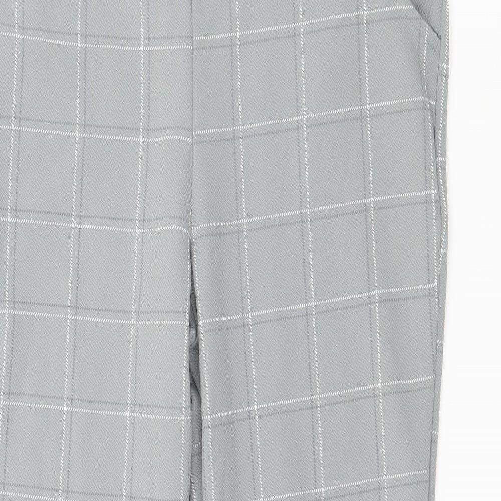 PRETTYLITTLETHING Womens Grey Check  Trousers  Size 10 L26 in