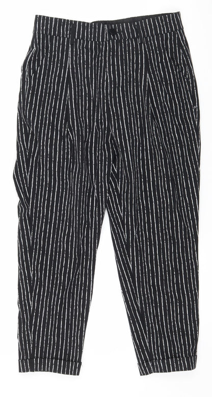Preworn Womens Black Striped  Trousers  Size 27 in L24 in