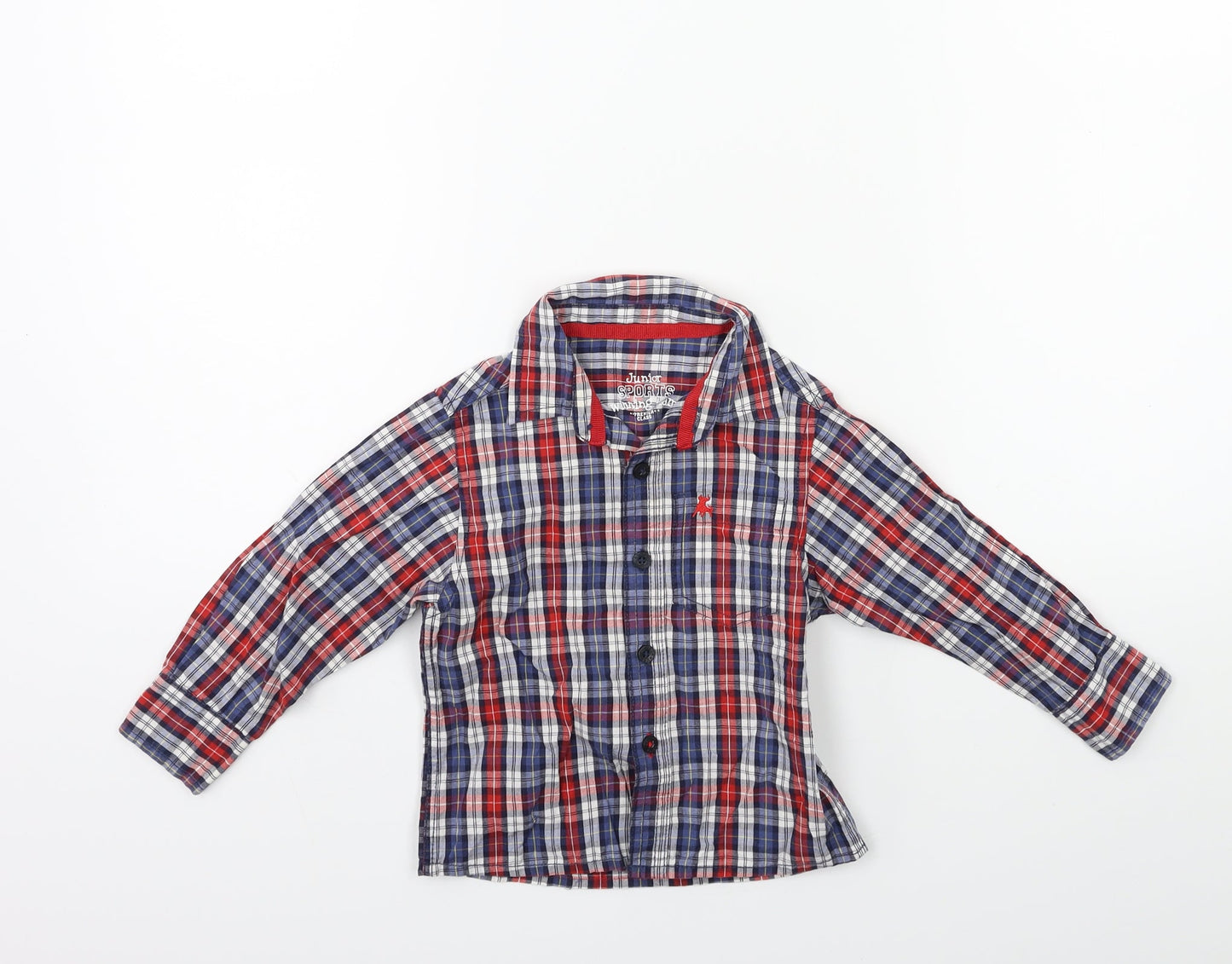 Earlydays Baby Blue Check  Basic T-Shirt Size 12 Months