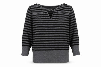 Debenhams Womens Grey Striped Knit Pullover Jumper Size 12