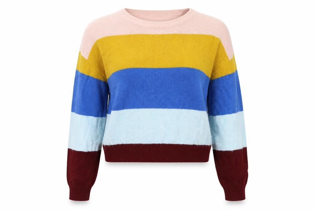 H&M Womens Blue Striped Knit Pullover Jumper Size XS
