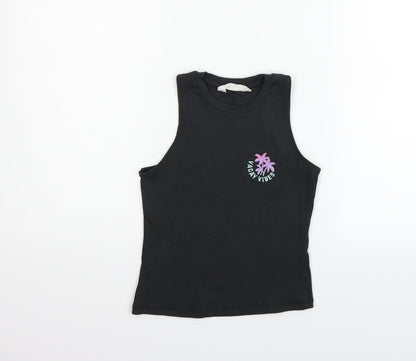Preloved H&M Girls Black   Basic T-Shirt Size 9-10 Years - Front