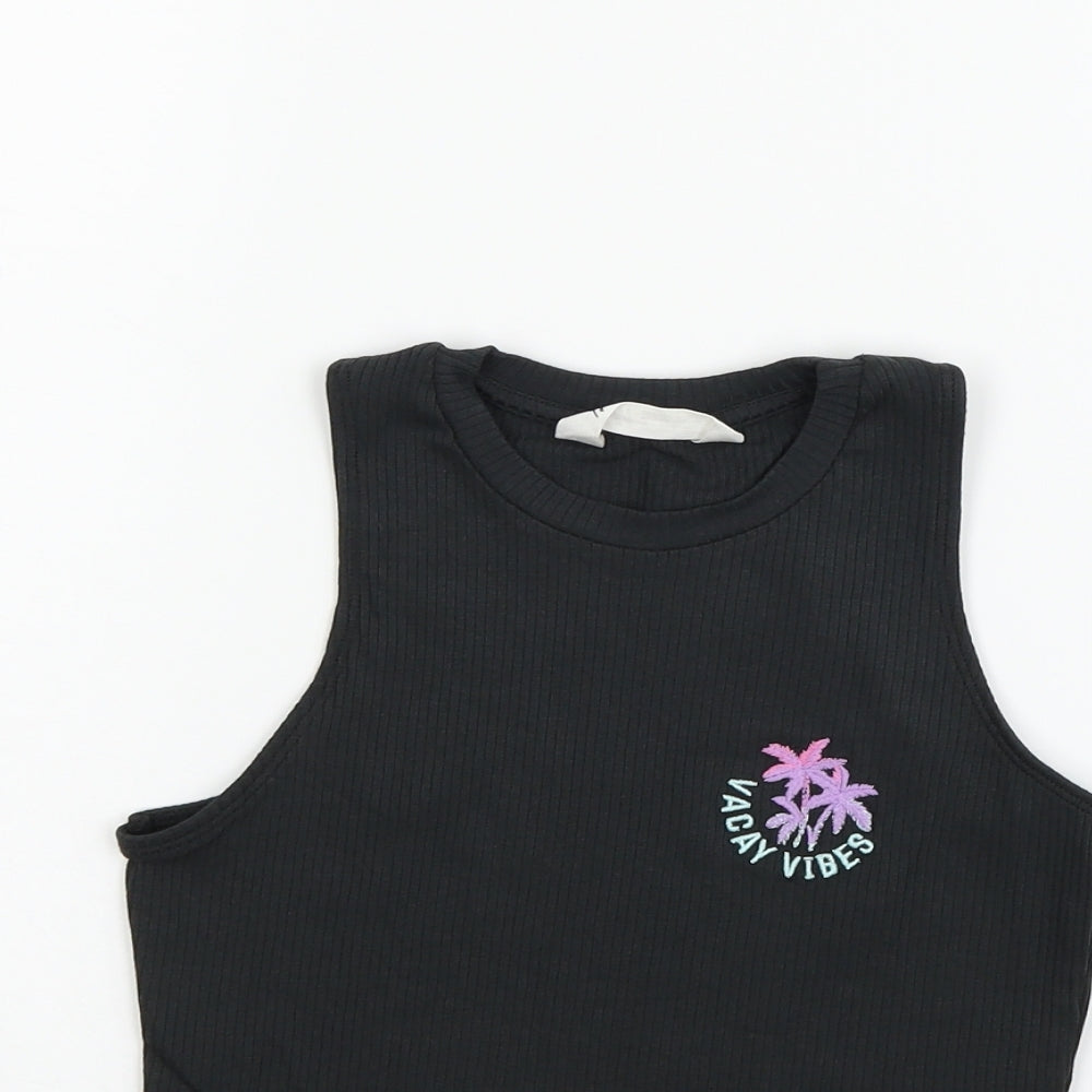 H&M Girls Black   Basic T-Shirt Size 9-10 Years