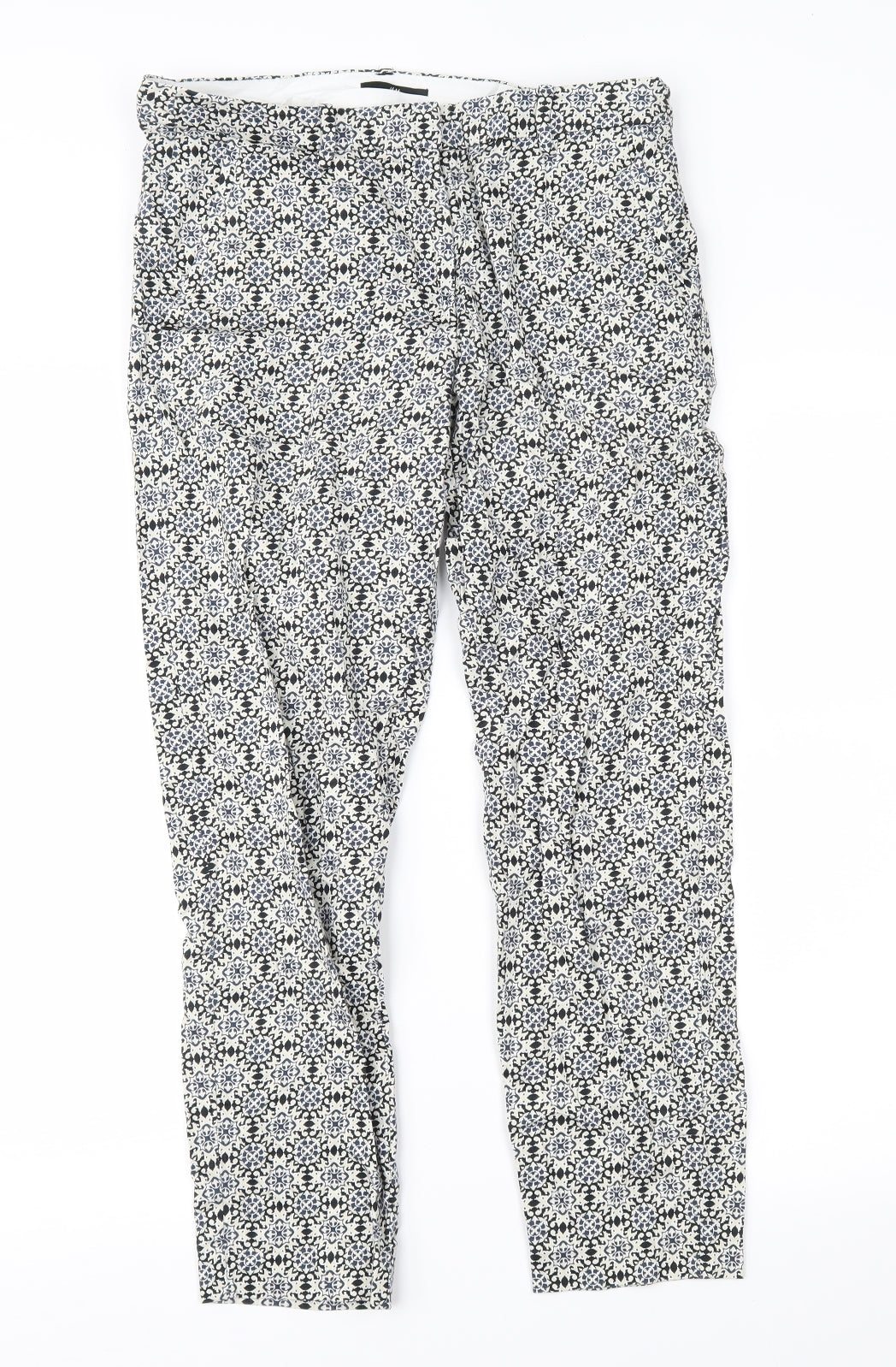 H&M Womens Black Geometric  Cropped Trousers Size 30 in L24 in