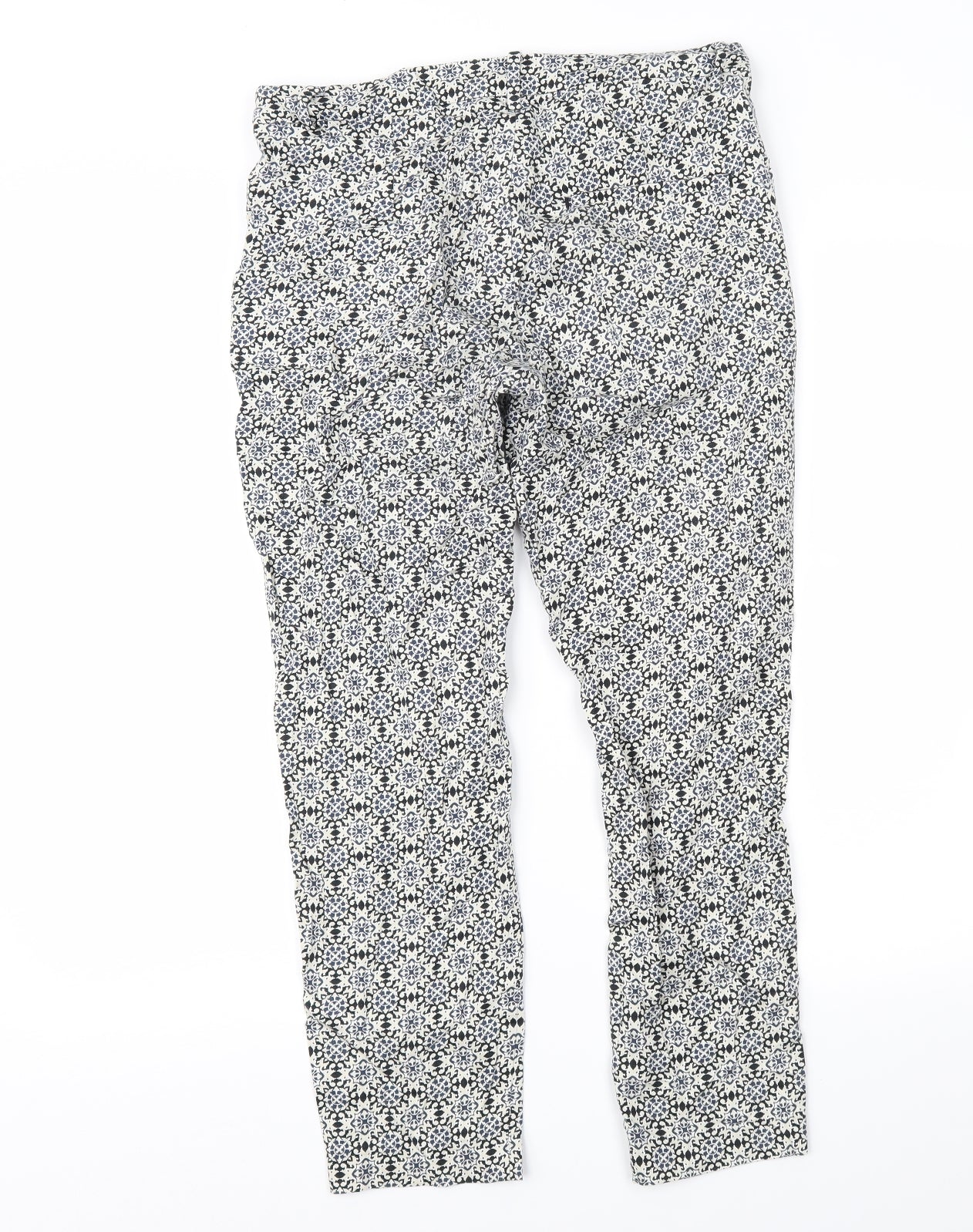 H&M Womens Black Geometric  Cropped Trousers Size 30 in L24 in