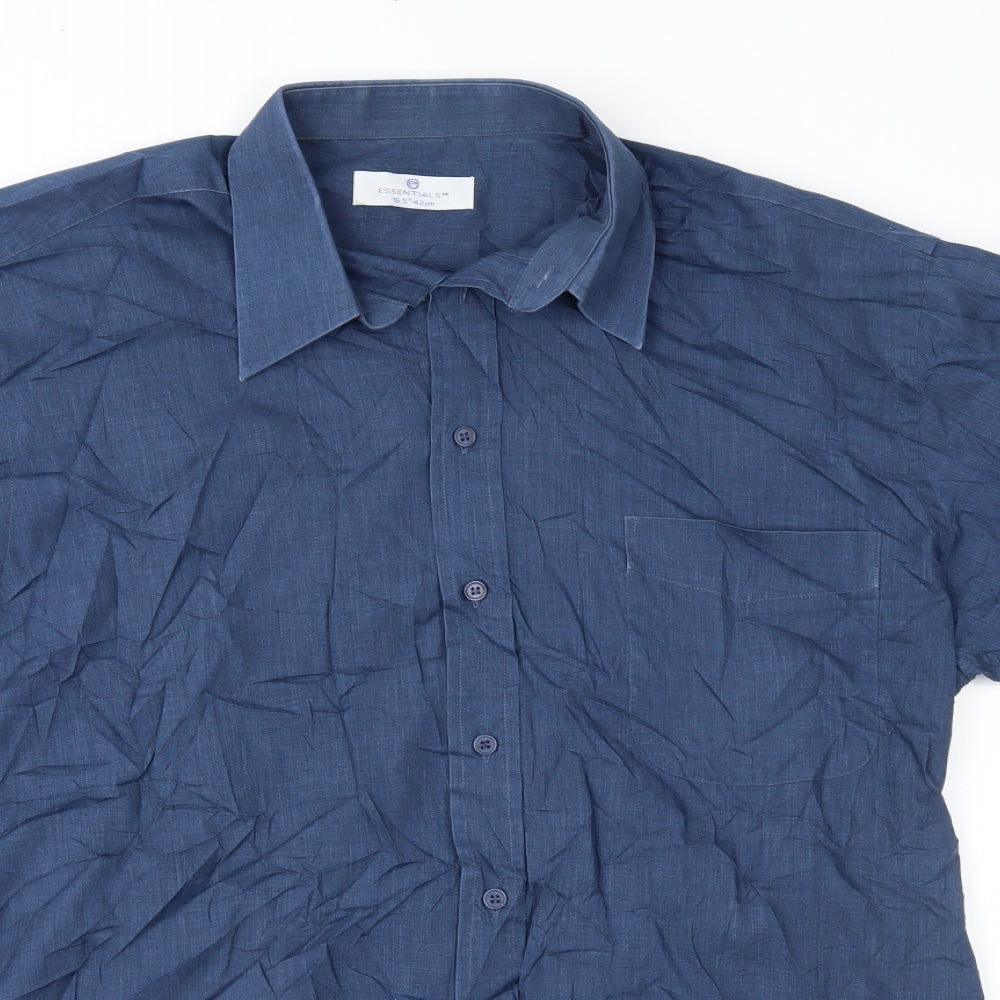 Essentials Mens Blue    Button-Up Size 16.5