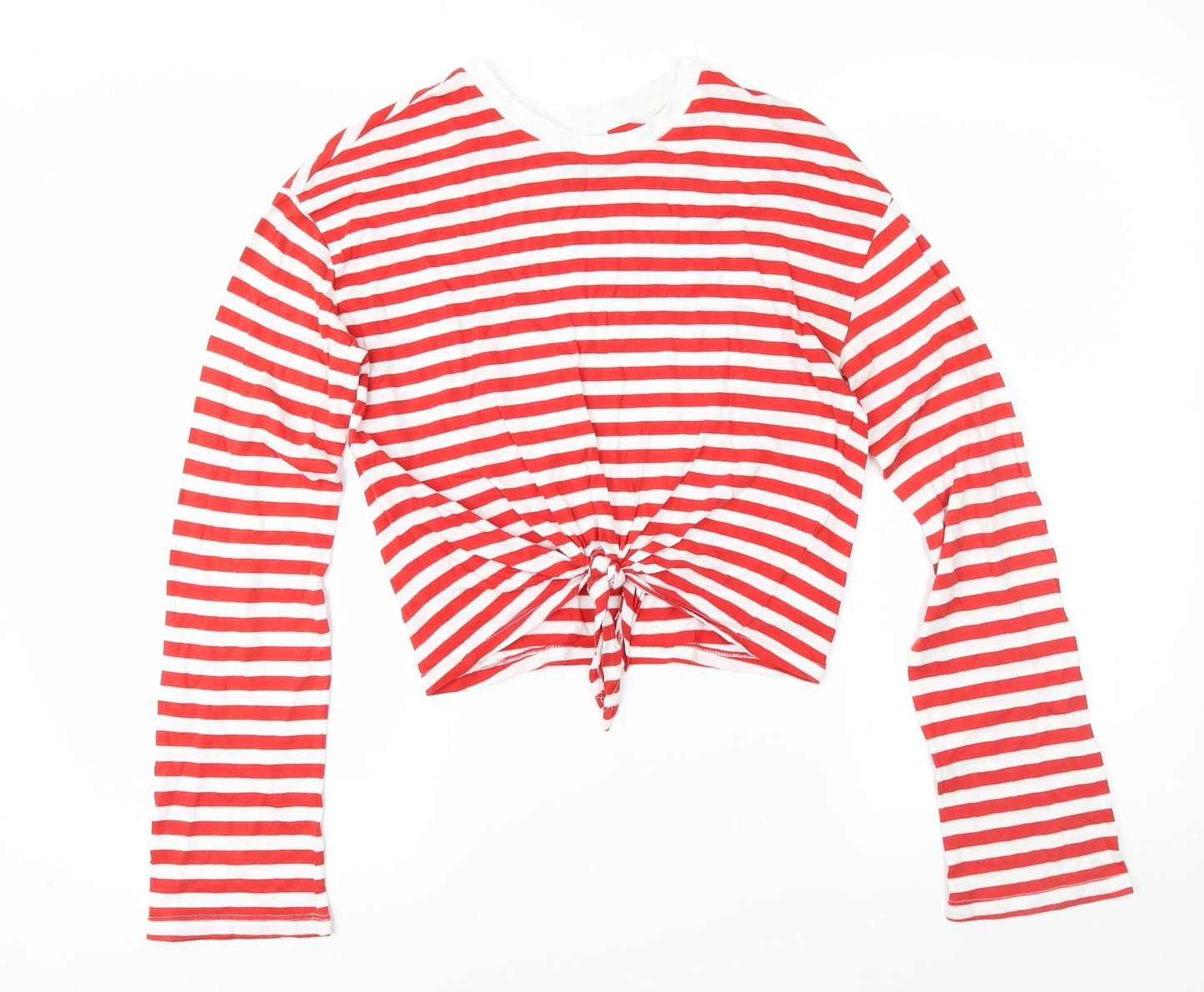 Divided Womens Red Striped  Basic T-Shirt Size XS