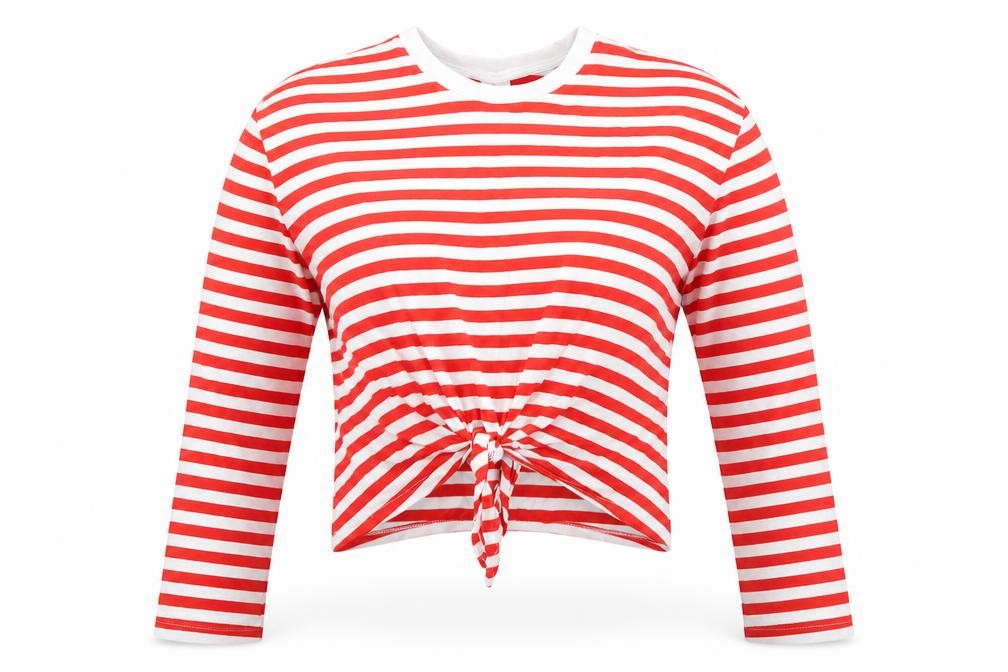 Divided Womens Red Striped  Basic T-Shirt Size XS