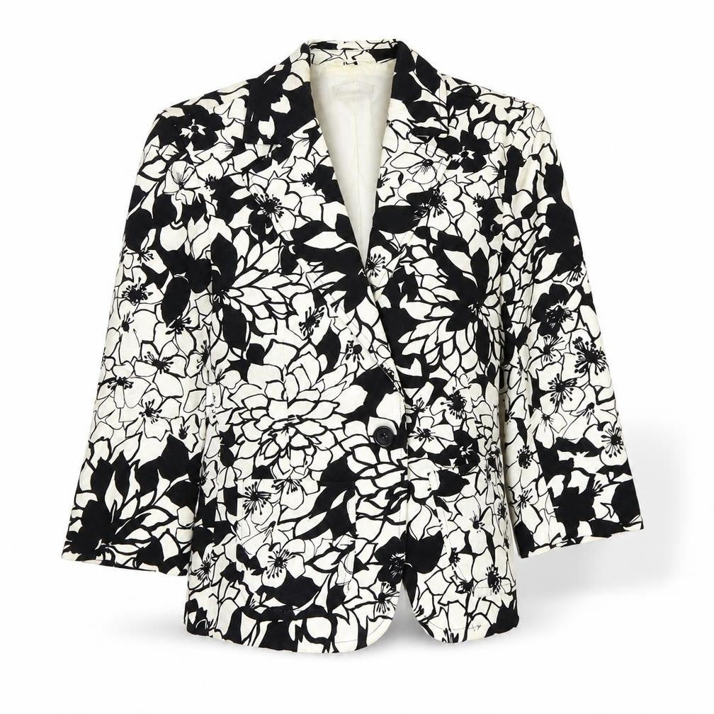 George Womens Black Floral  Jacket Coat Size 12