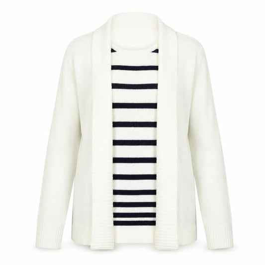 EWM Womens White Striped  Pullover Jumper Size L