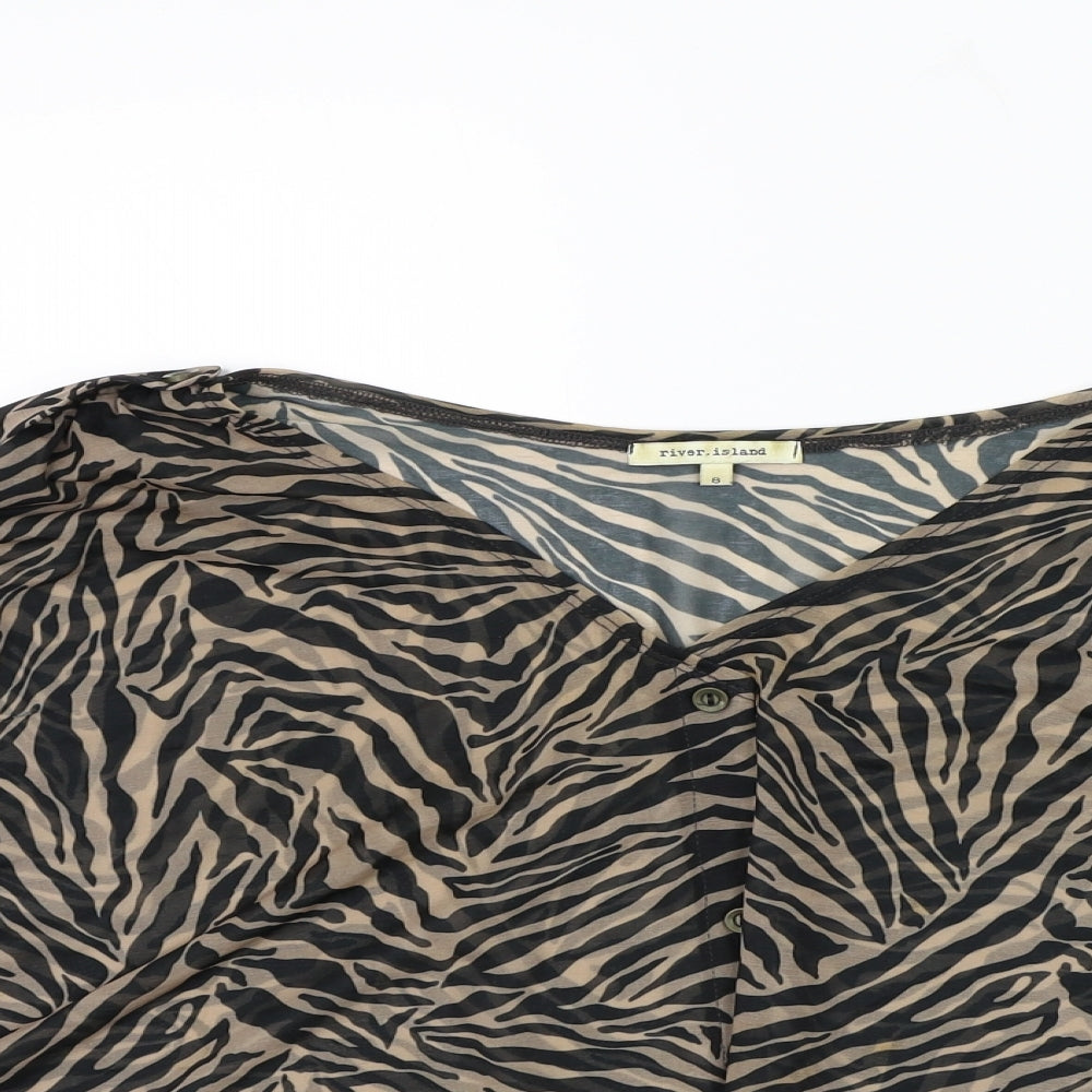 River Island Womens Brown Animal Print  Basic T-Shirt Size 8