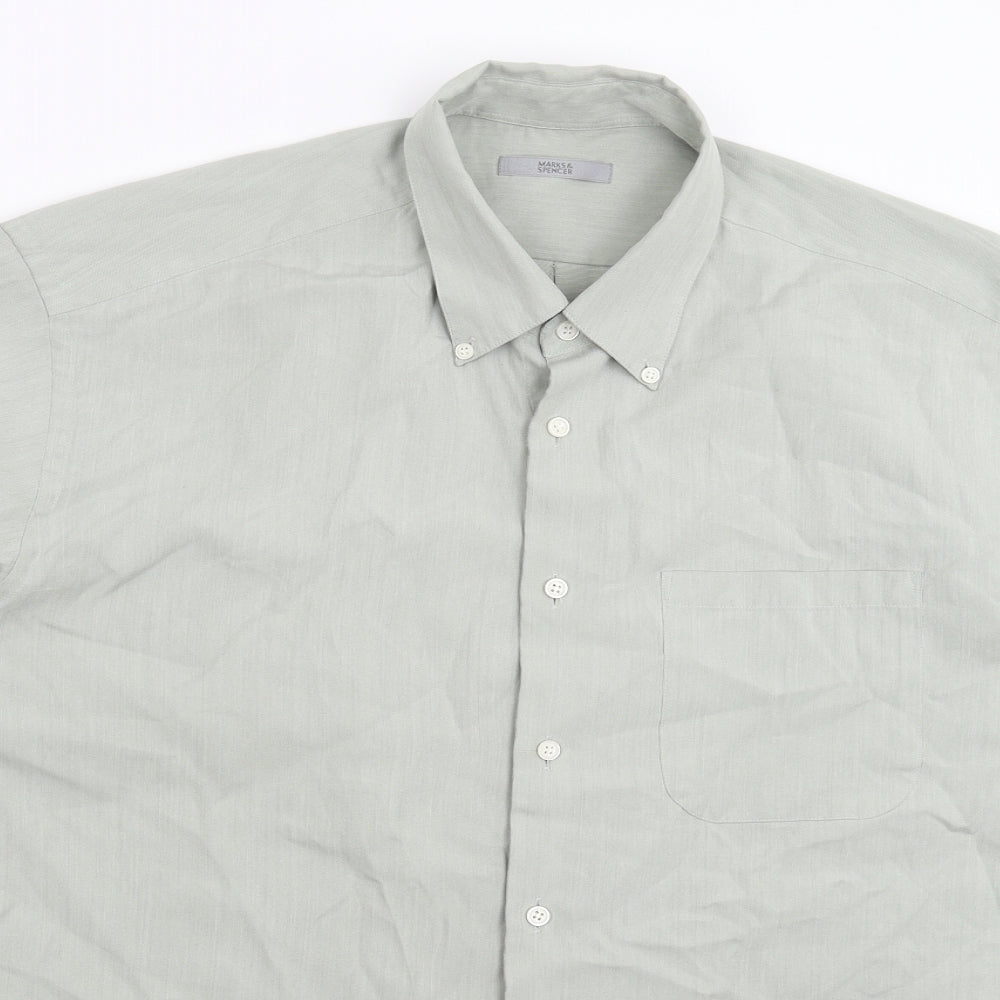 Marks and Spencer Mens Grey    Button-Up Size L