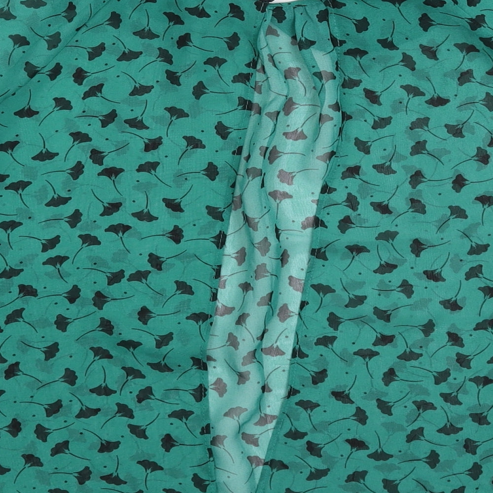 Atmosphere Womens Green Floral Satin Basic Blouse Size 10