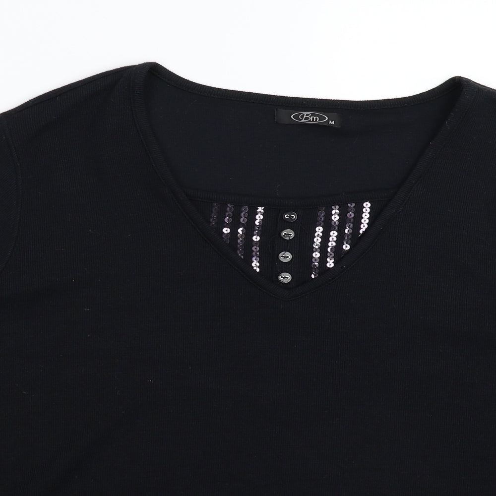 BM Womens Black  Knit Pullover Jumper Size M