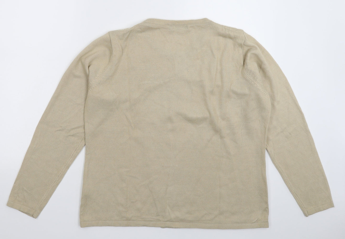 BM Womens Beige Striped Knit Pullover Jumper Size M