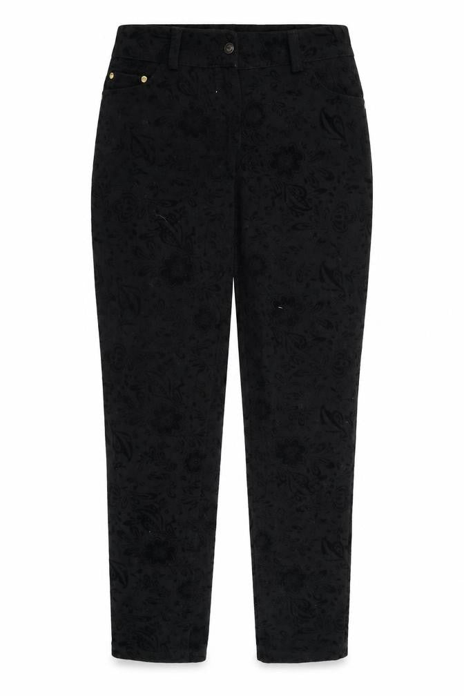 Preworn Womens Black Floral  Trousers  Size 28 in L30 in