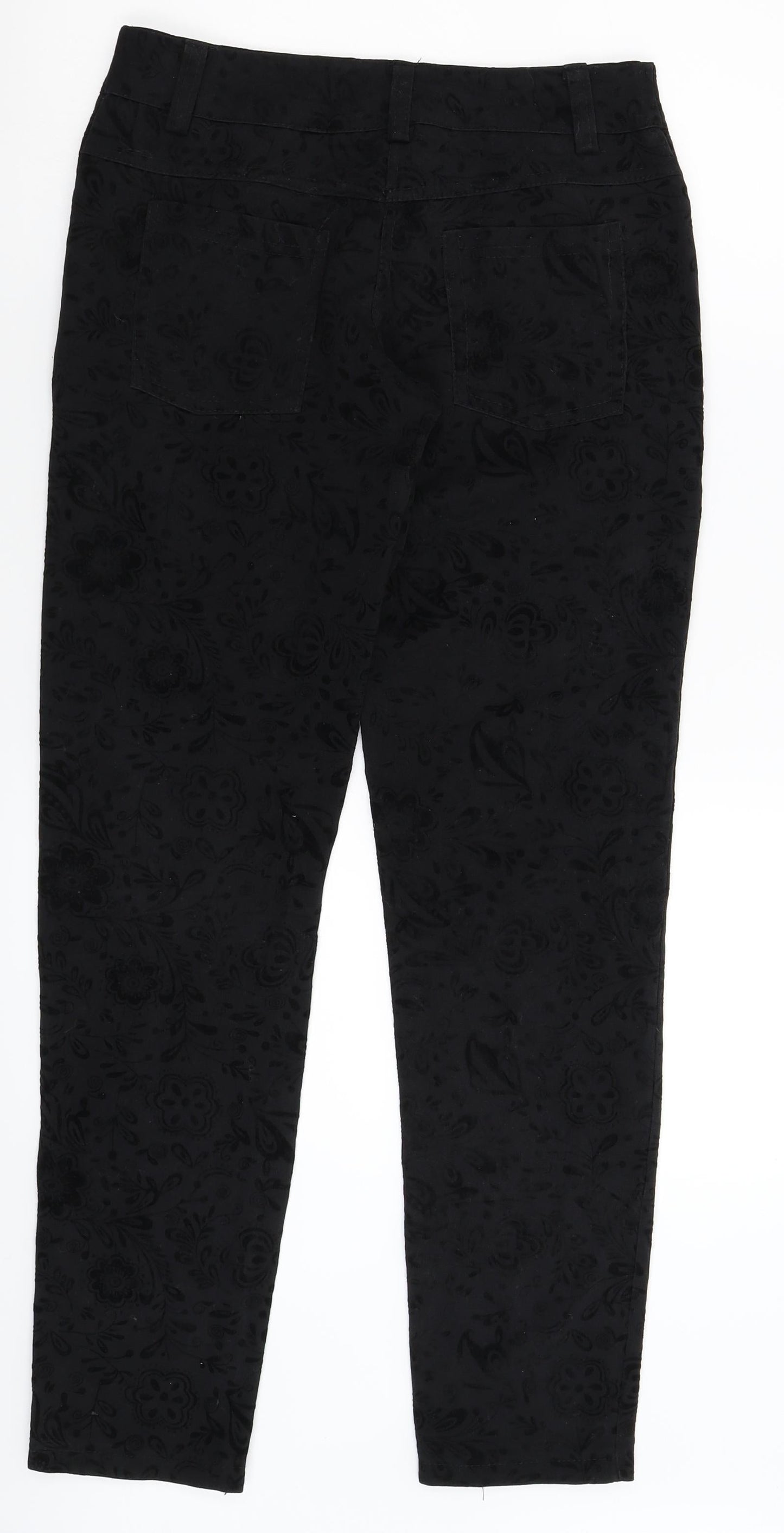 Preworn Womens Black Floral  Trousers  Size 28 in L30 in
