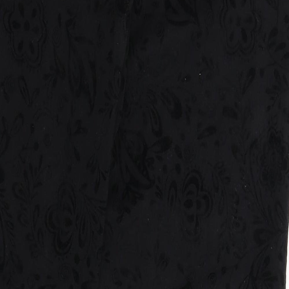 Preworn Womens Black Floral  Trousers  Size 28 in L30 in