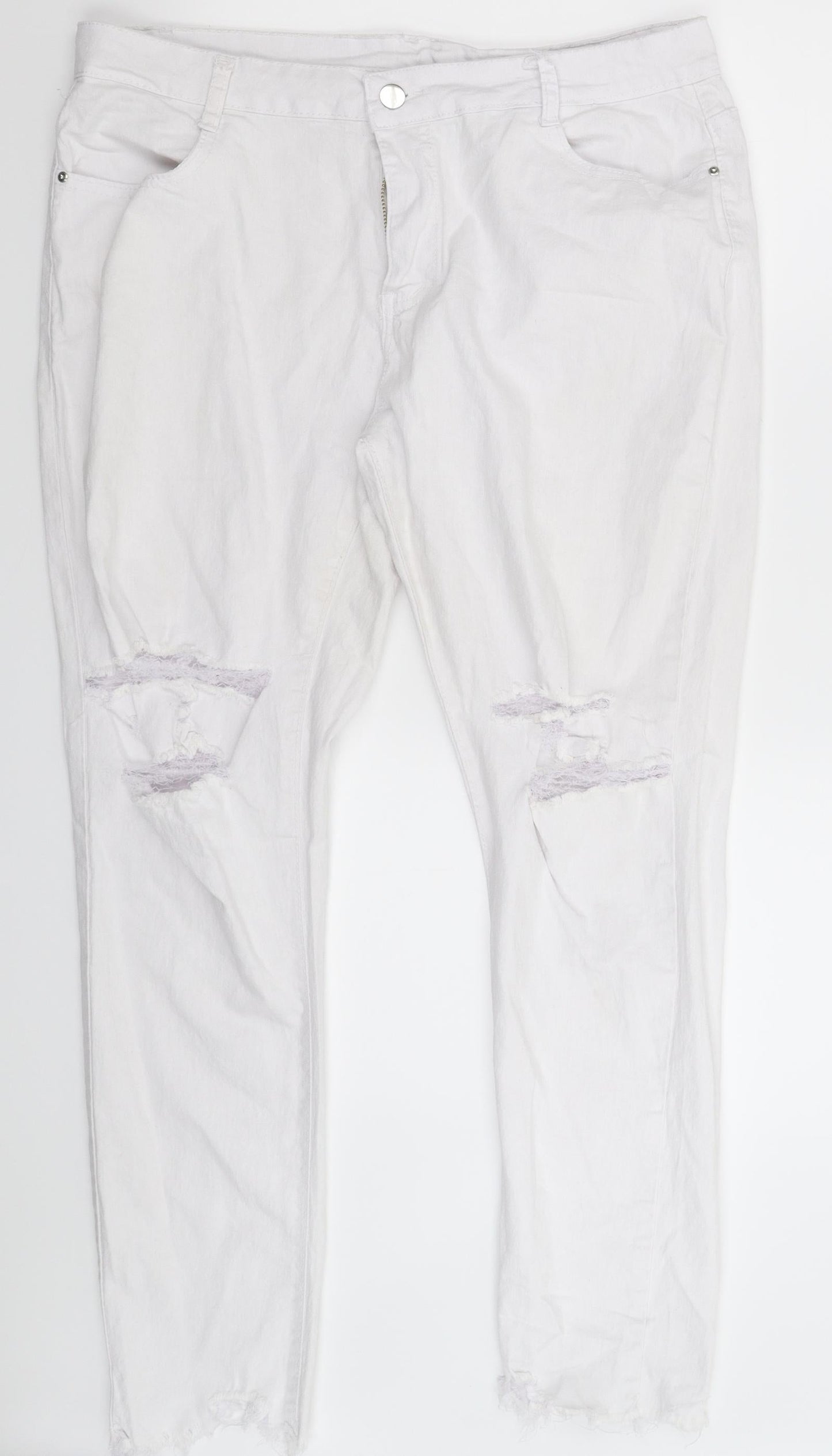 Preworn Womens White  Denim Skinny Jeans Size 3XL L28 in
