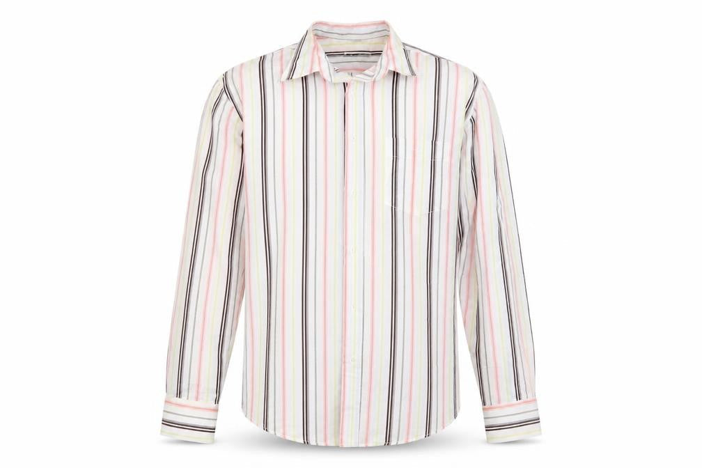 Youcon Mens White Striped   Button-Up Size 15.5