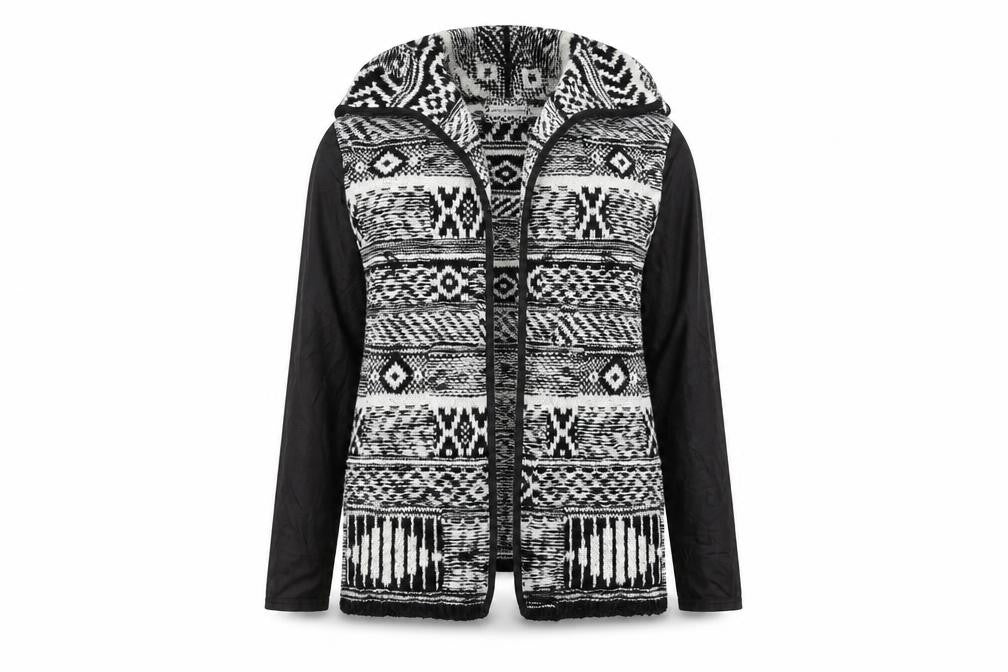 Love Pink Boutique Womens Black Geometric  Cardigan Jumper Size S