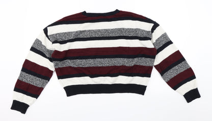 Preloved Divided Womens Black Striped  Pullover Jumper Size L  - Cropped - Back