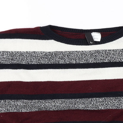 Preloved Divided Womens Black Striped  Pullover Jumper Size L  - Cropped - Detail