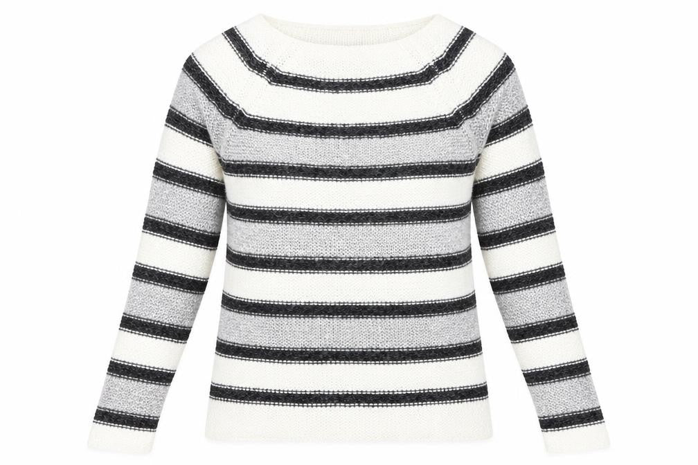 Vera Moda Womens White Striped  Pullover Jumper Size M