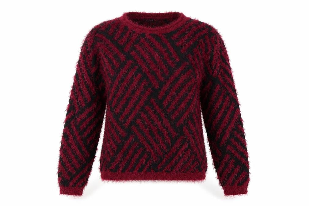 Inspired Collection Womens Red Geometric  Pullover Jumper Size M